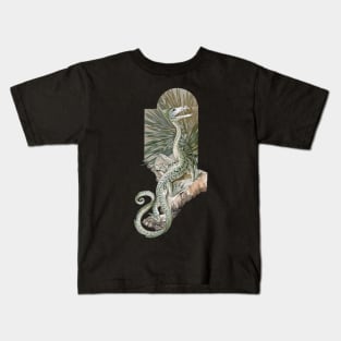 Vintage Lizard Dragon with Palm Fronds Kids T-Shirt